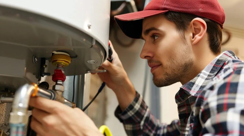 technician repairing water heater in san diego